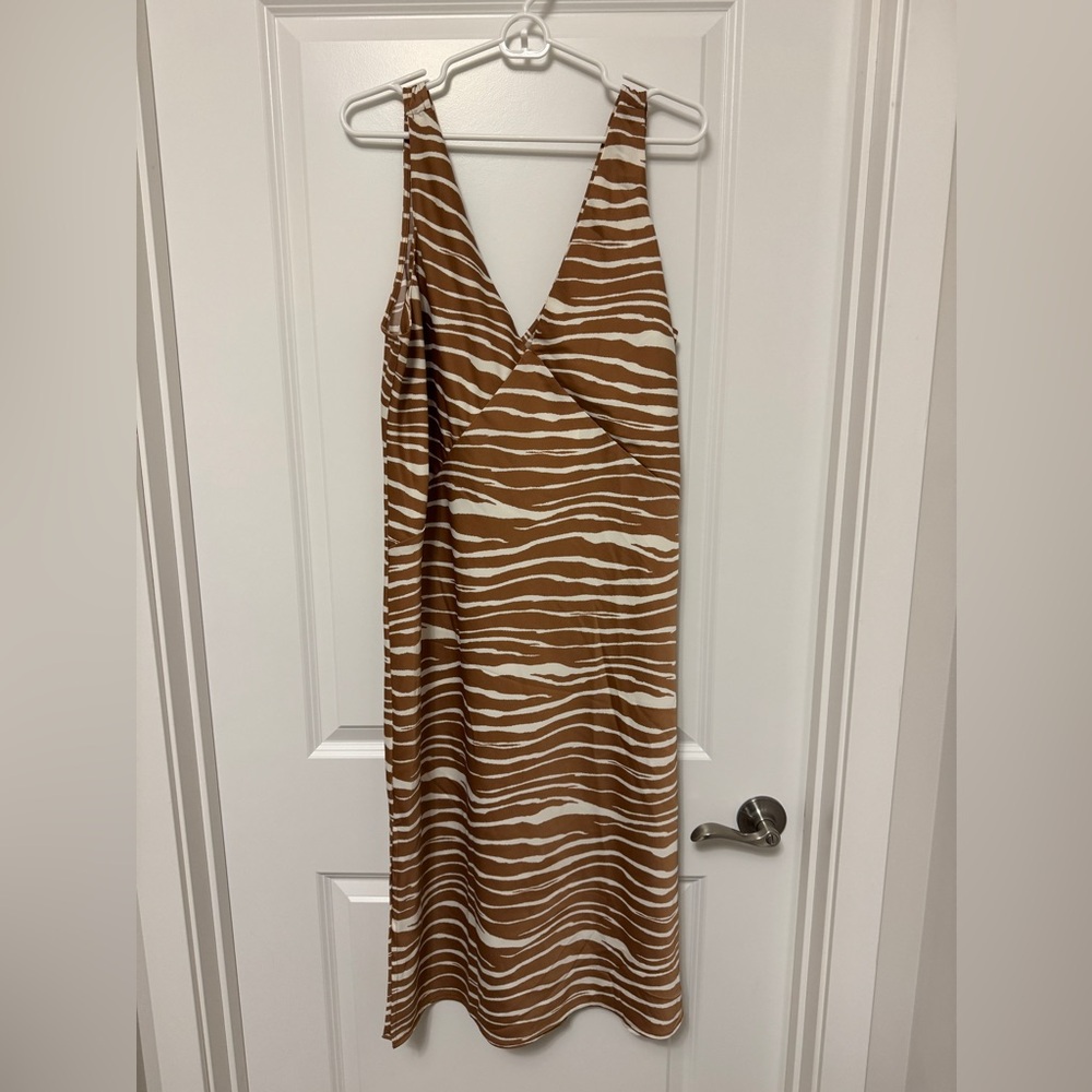 NWT “a new day” midi tiger-stripe tan/cream women’s dress size XL